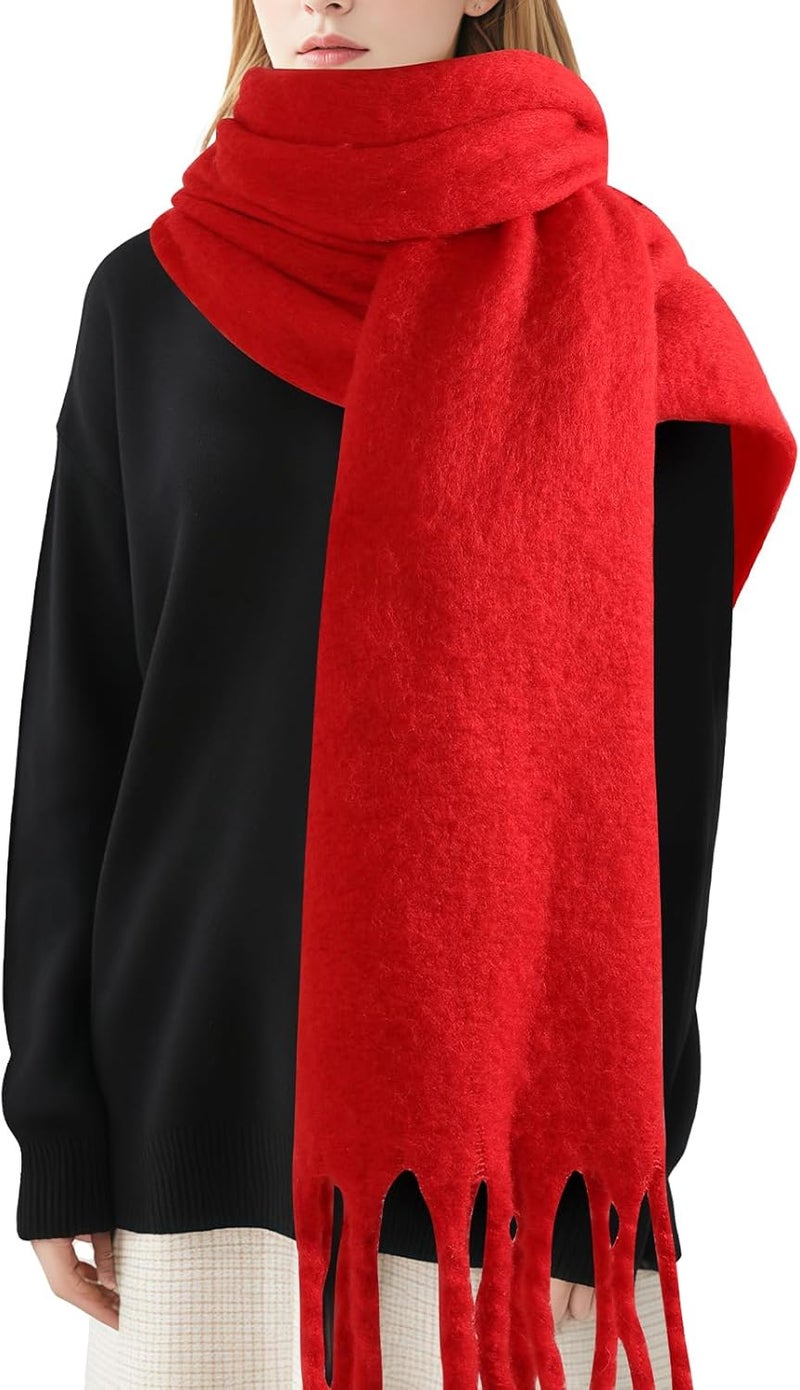Premillow Women's Mohair Winter Scarf Pure Color, Warm Winter Scarf for Women and Men, Soft Luxurious Cashmere Feel Scarfs - Image 1
